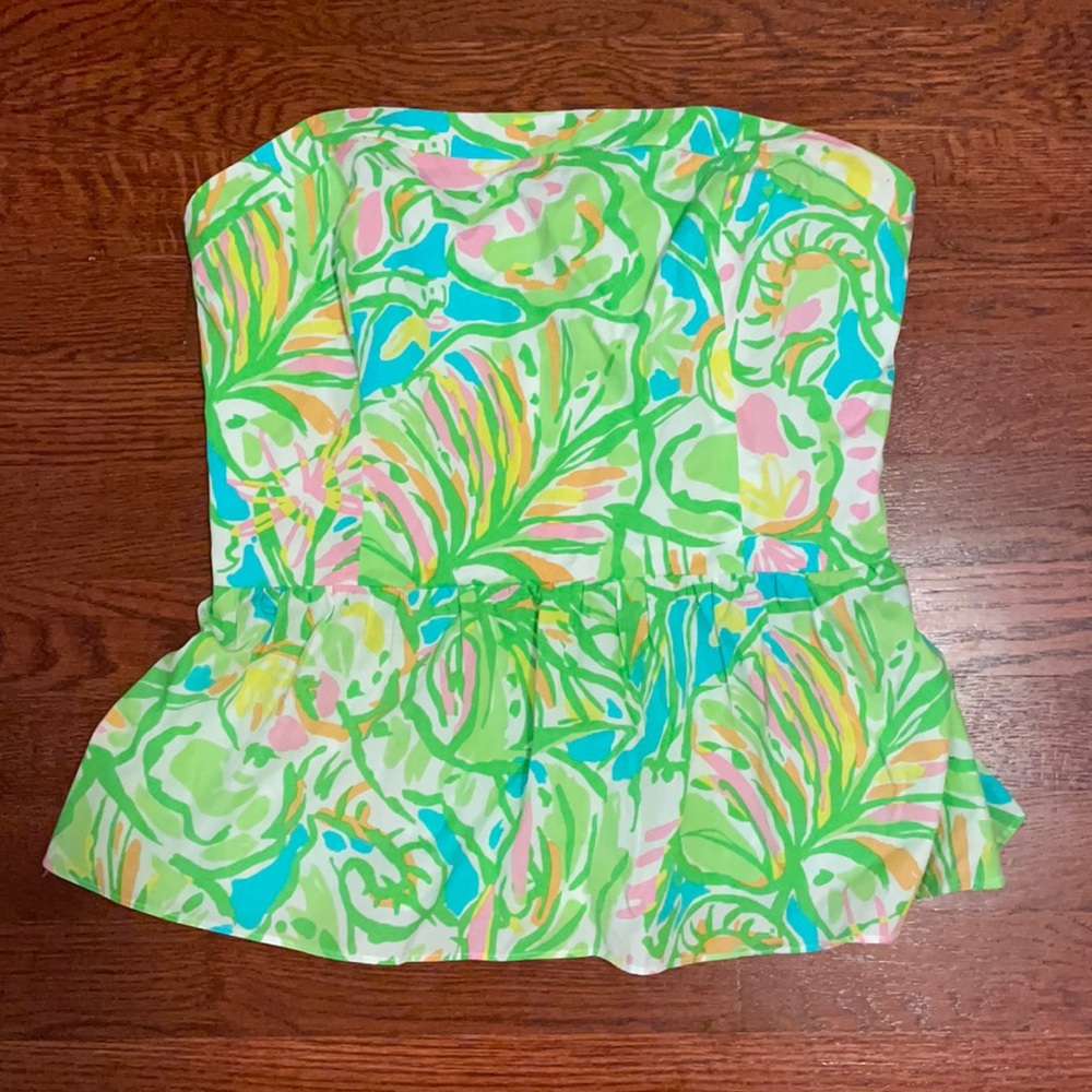 Strapless Lilly Pulitzer shirt.